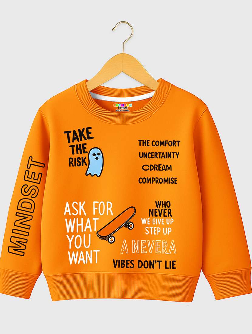 boys printed long sleeves regular fit sweatshirt