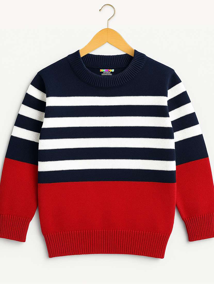 girls colourblocked long sleeves regular sweater