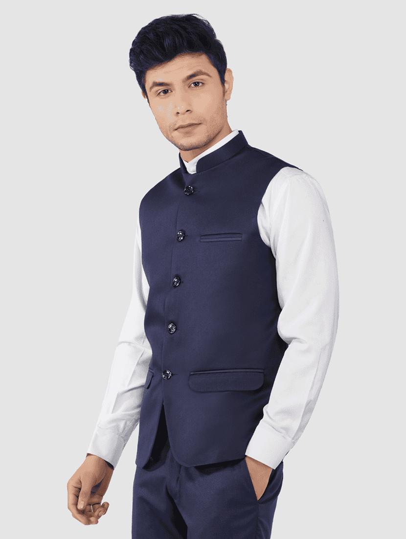 Men Solid Sleeveless Regular Fit Nehru Jacket - 22745479 -  Standard Image - 3