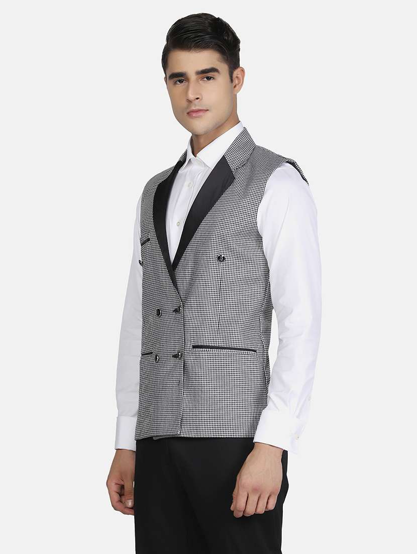 Men Checkered Sleeveless Regular Fit Waist Coat - 22745480 -  Standard Image - 3