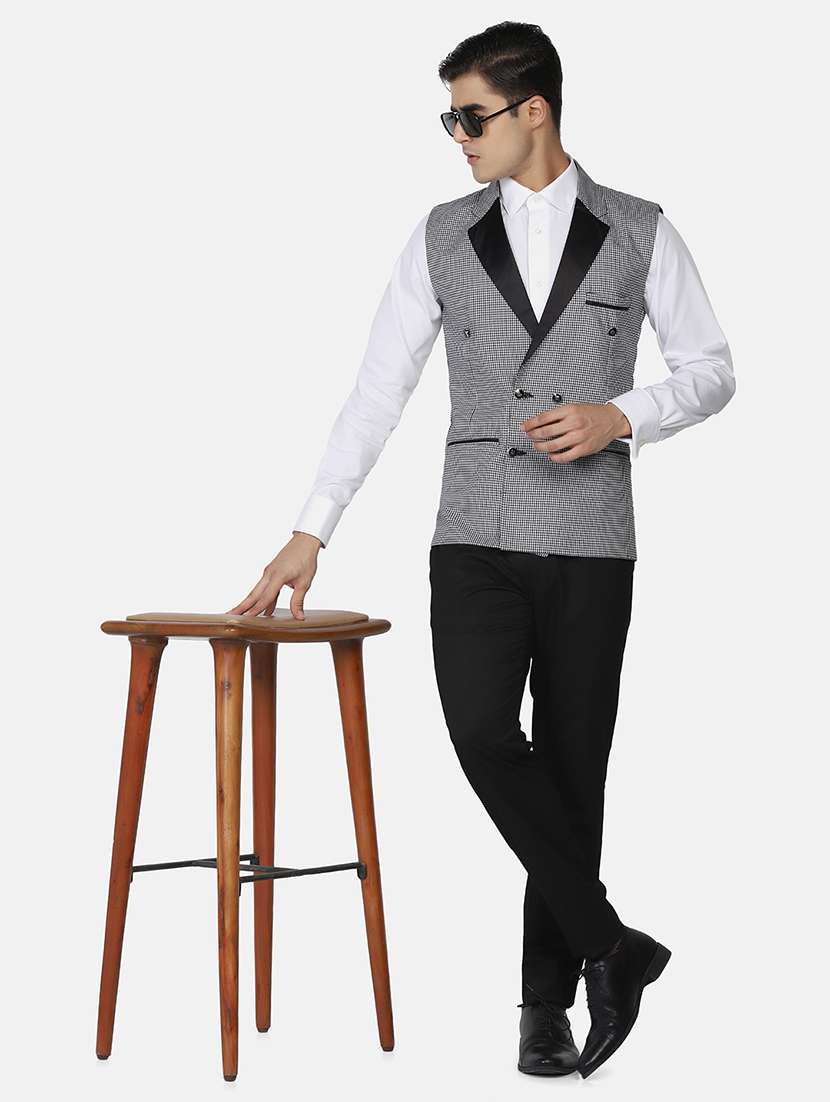 Men Checkered Sleeveless Regular Fit Waist Coat - 22745480 -  Standard Image - 5