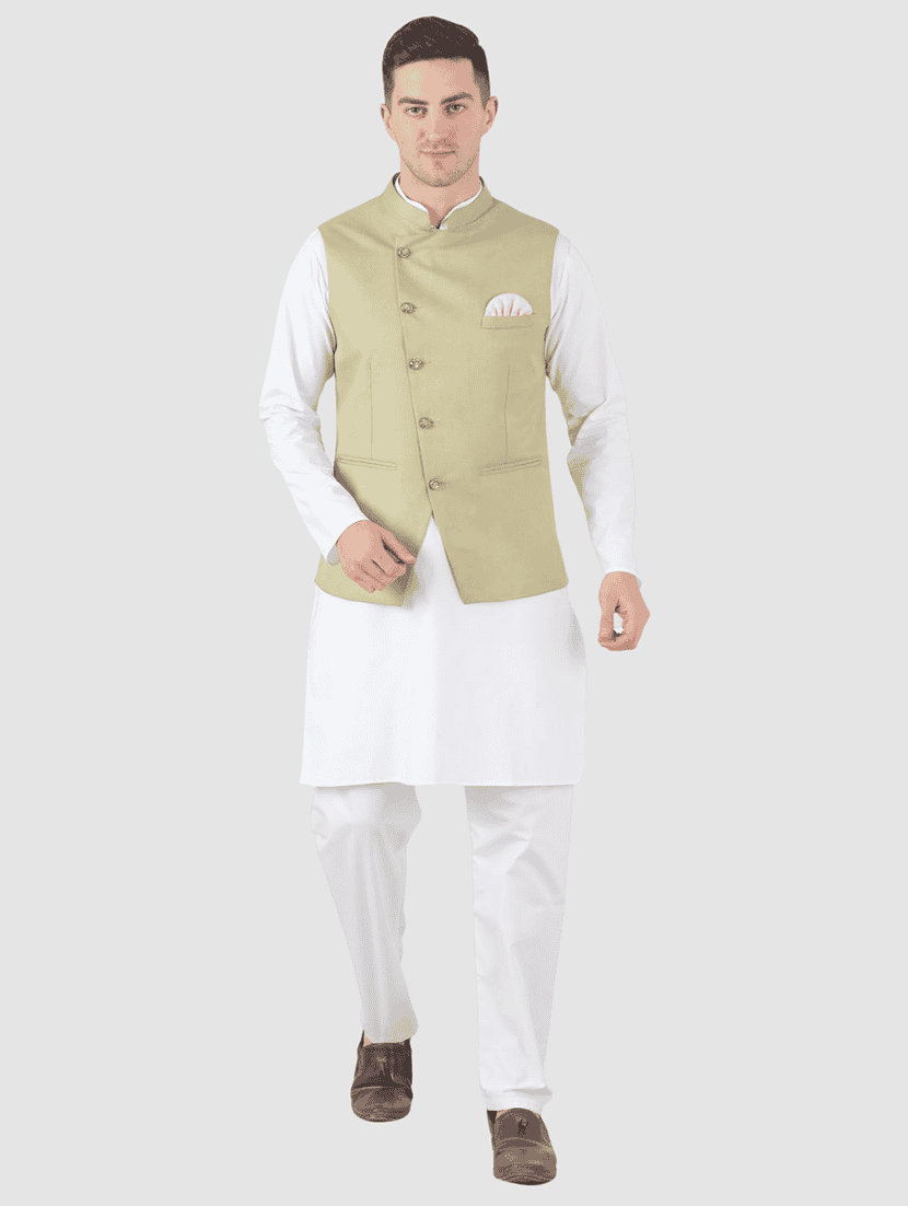 Men Solid Sleeveless Regular Fit Nehru Jacket - 22745493 -  Standard Image - 5
