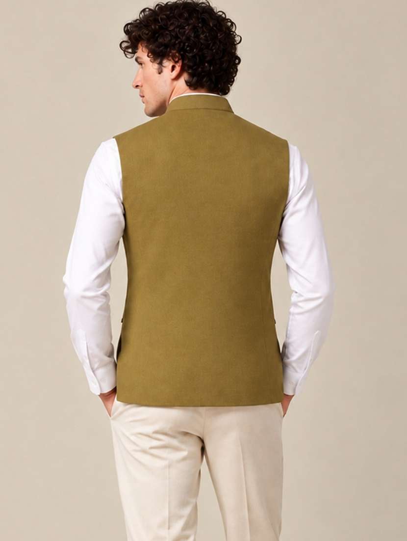 Men Solid Sleeveless Nehru Jacket - 22745498 -  Standard Image - 3
