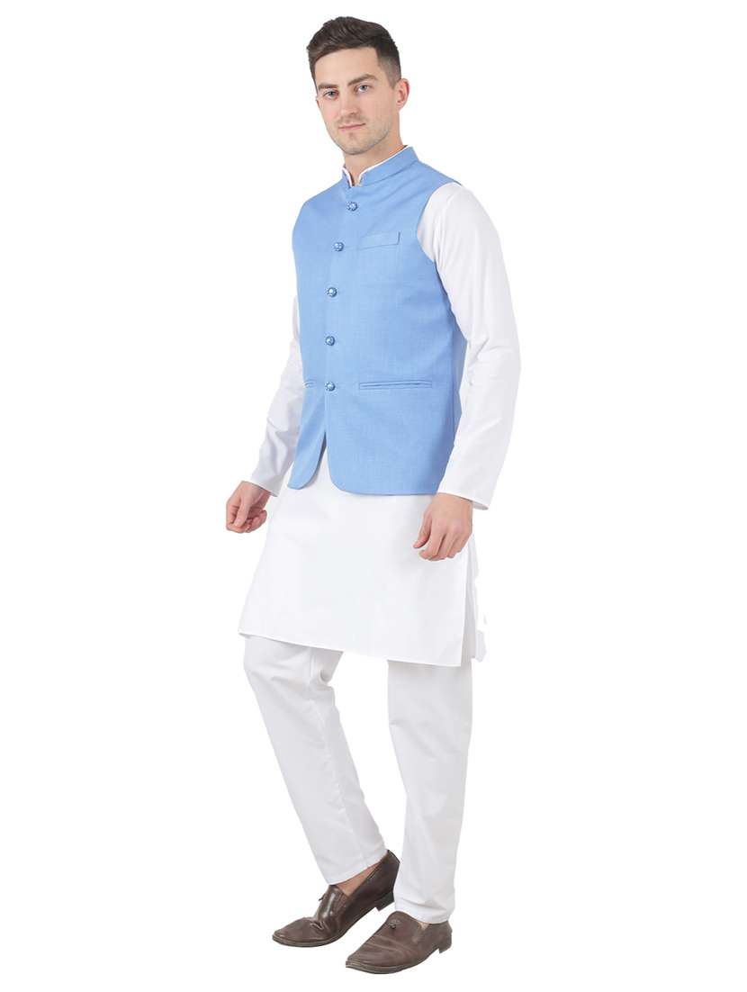 Men Solid Sleeveless Nehru Jacket - 22745500 -  Standard Image - 3