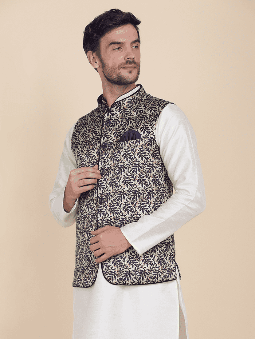 Men Printed Sleeveless Regular Fit Nehru Jacket - 22745522 -  Standard Image - 3