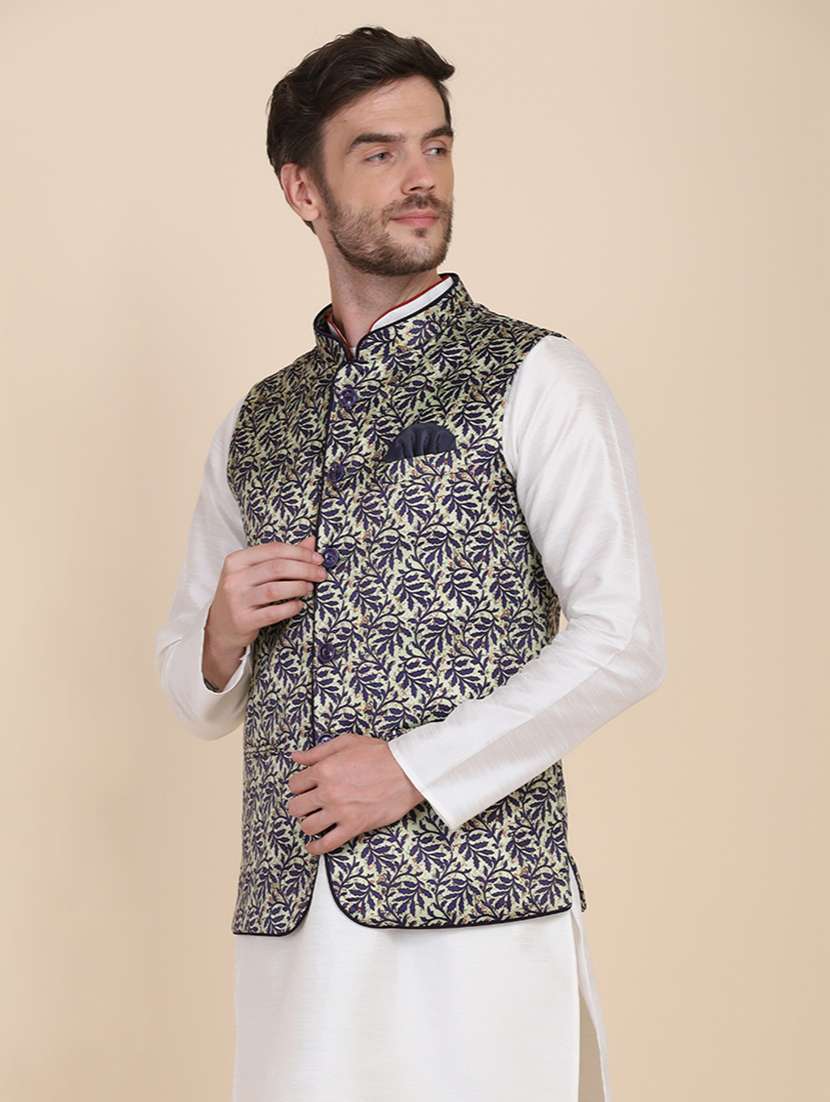 Men Printed Sleeveless Nehru Jacket - 22745523 -  Standard Image - 3