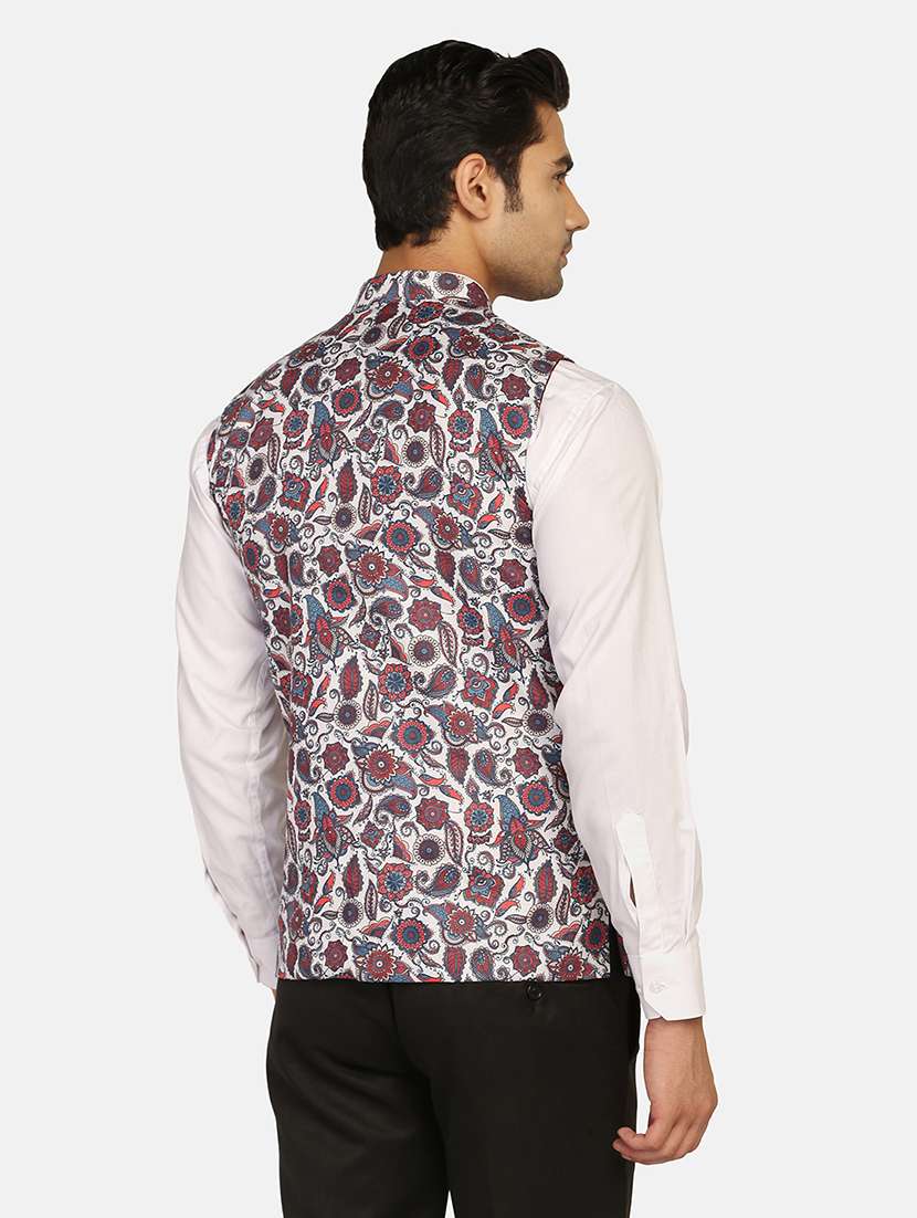 Men Paisley Sleeveless Regular Fit Nehru Jacket - 22745538 -  Standard Image - 3