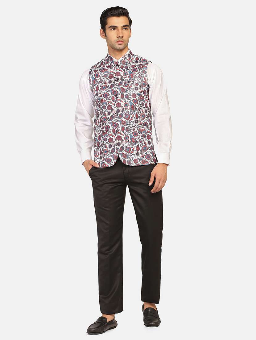 Men Paisley Sleeveless Regular Fit Nehru Jacket - 22745538 -  Standard Image - 5