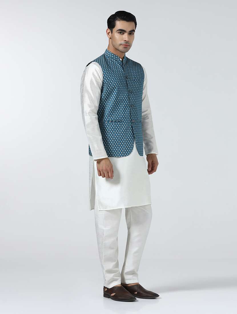 Men Self Design Sleeveless Nehru Jacket - 22745548 -  Standard Image - 3