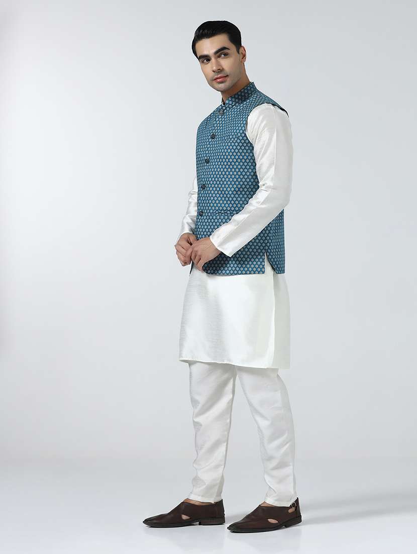 Men Self Design Sleeveless Nehru Jacket - 22745548 -  Standard Image - 5