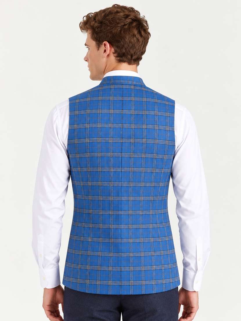 Men Checkered Sleeveless Nehru Jacket - 22745578 -  Standard Image - 3