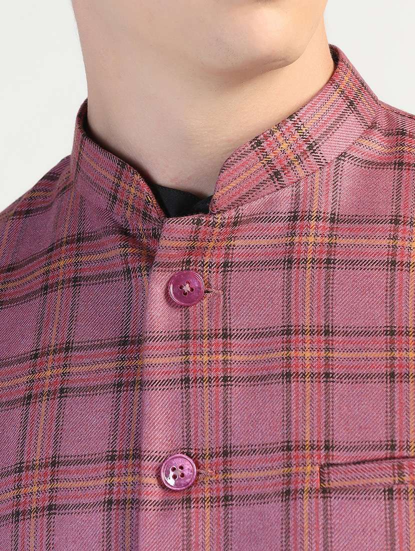 Men Checkered Sleeveless Nehru Jacket - 22745583 -  Standard Image - 8