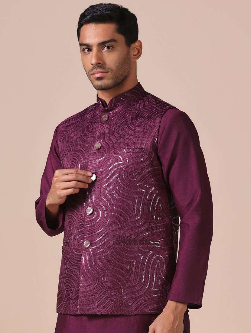 Men Embroidered Sleeveless Nehru Jacket - 22745585 -  Standard Image - 3