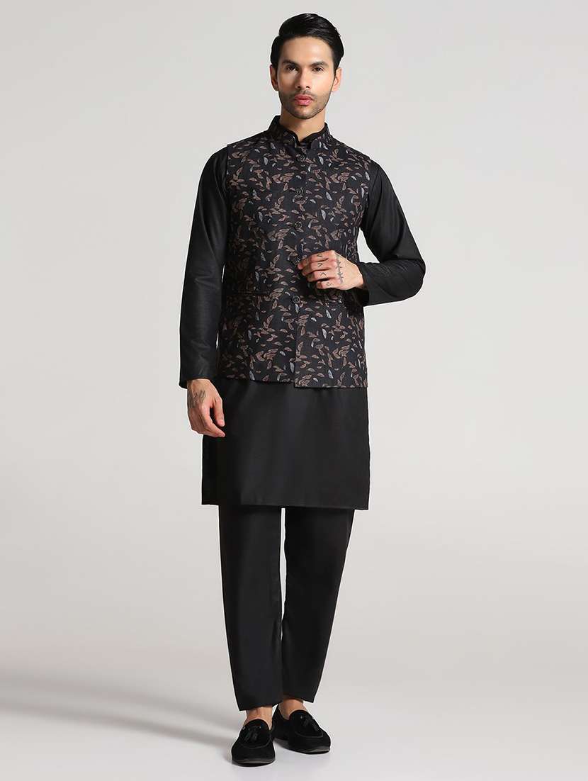 Men Printed Mandarin Neck Regular Fit Nehru Jacket - 22745588 -  Standard Image - 5