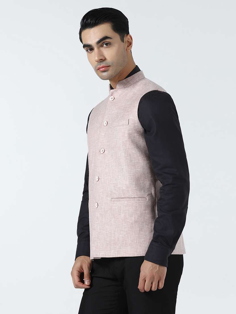 Men Self Design Sleeveless Regular Fit Nehru Jacket - 22745591 -  Standard Image - 3