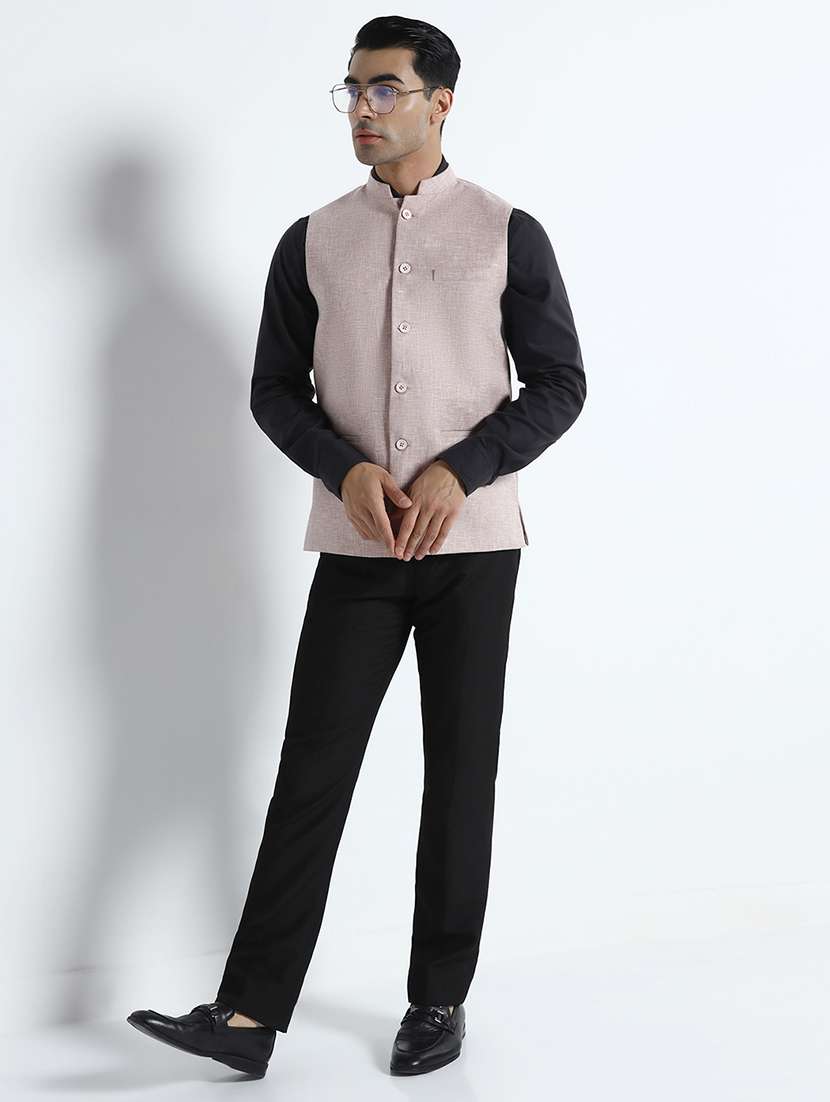 Men Self Design Sleeveless Regular Fit Nehru Jacket - 22745591 -  Standard Image - 5