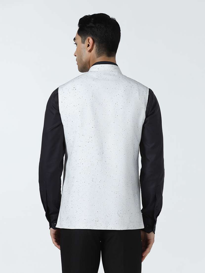 Men Self Design Sleeveless Regular Fit Nehru Jacket - 22745600 -  Standard Image - 3