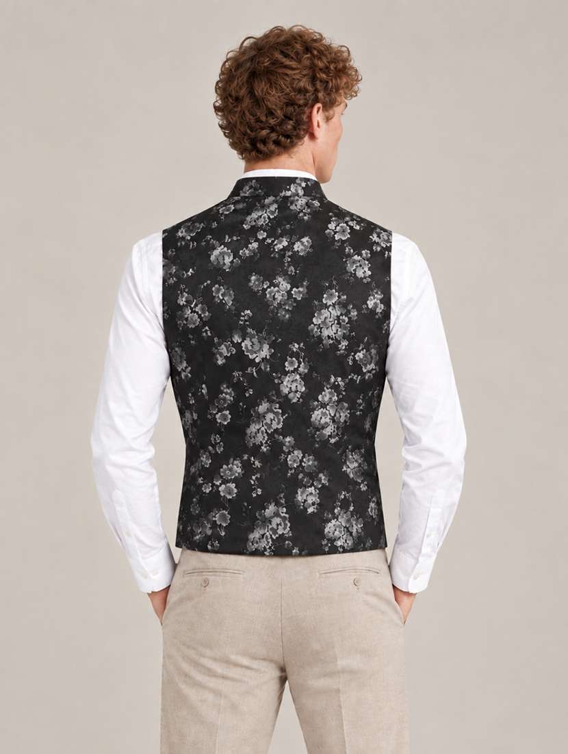 Men Floral Sleeveless Regular Fit Nehru Jacket - 22745602 -  Standard Image - 3