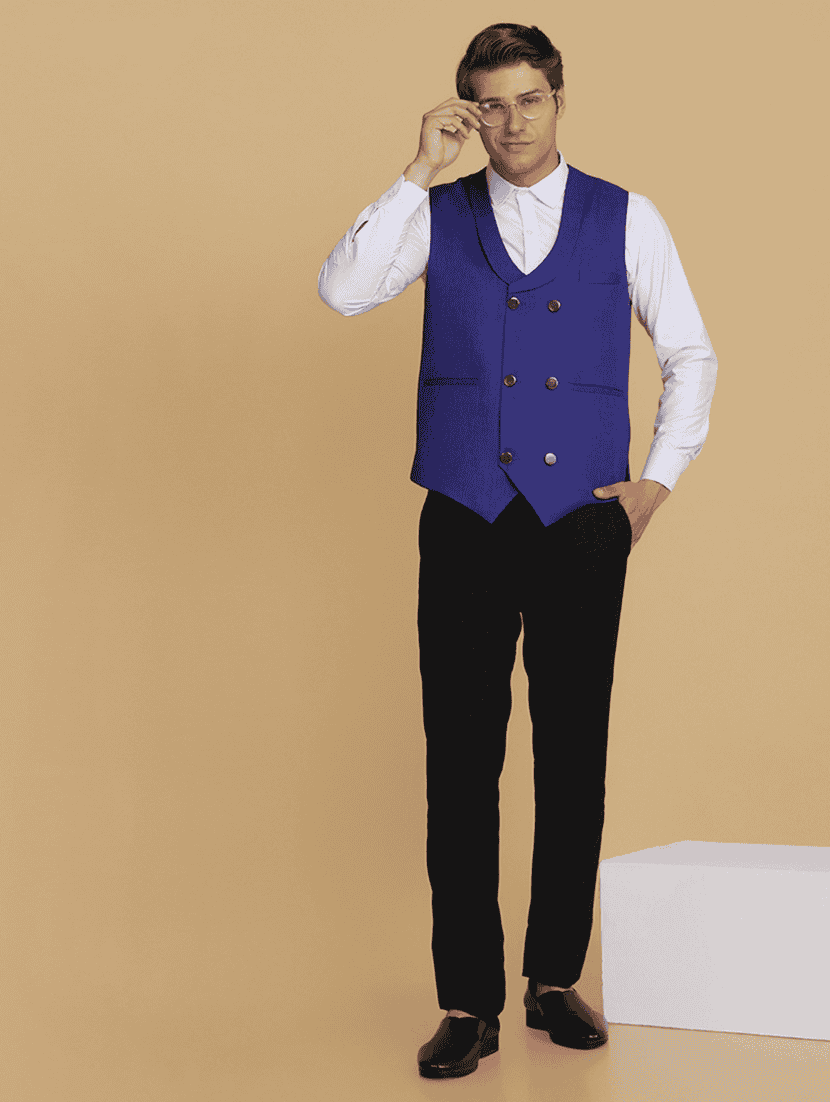 Men Solid Sleeveless Double Breast Waist Coat - 22745606 -  Standard Image - 5