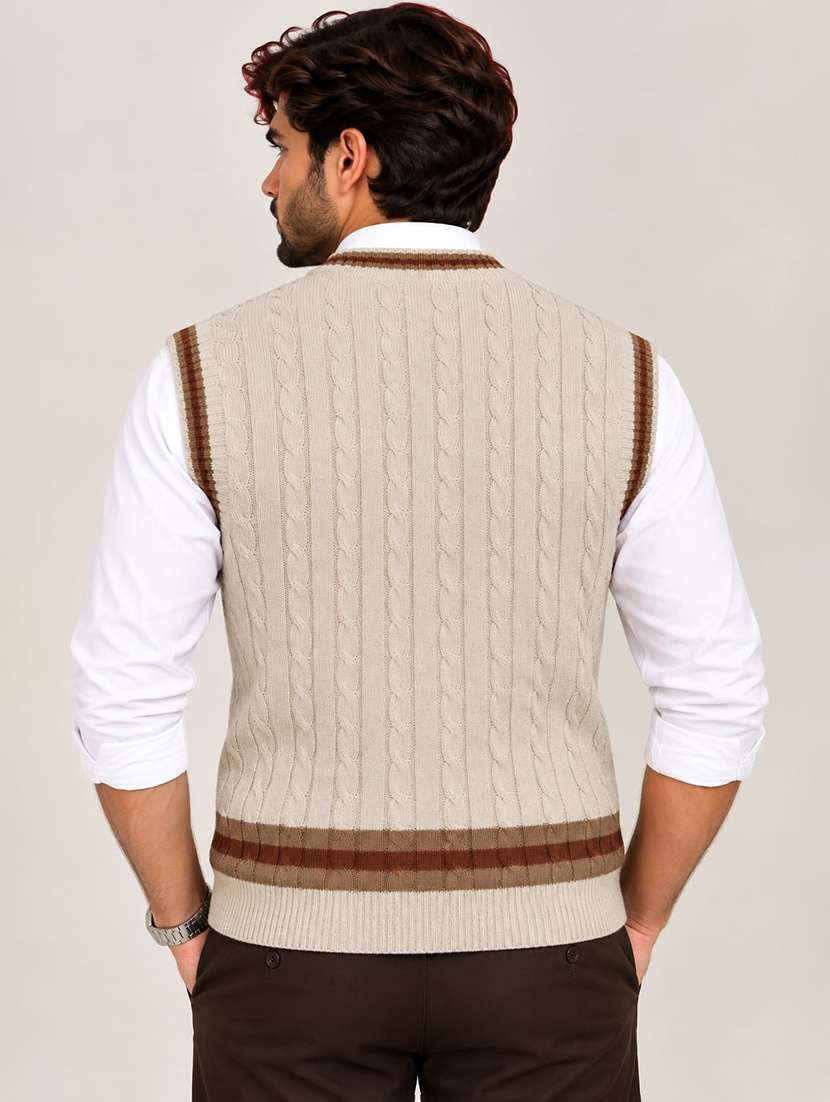 Men Self Design Sleeveless Regular Fit Pullover - 22745637 -  Standard Image - 3