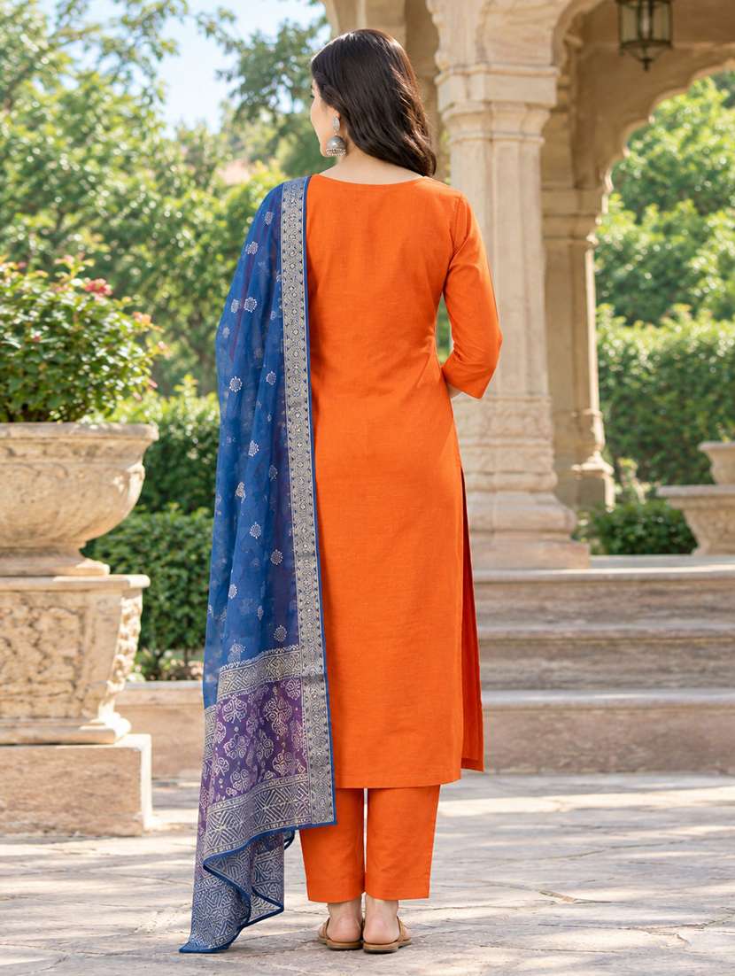 Women Embroidered Three Quarter Sleeves Kurta Pant With Dupatta Set - 22746715 -  Standard Image - 3