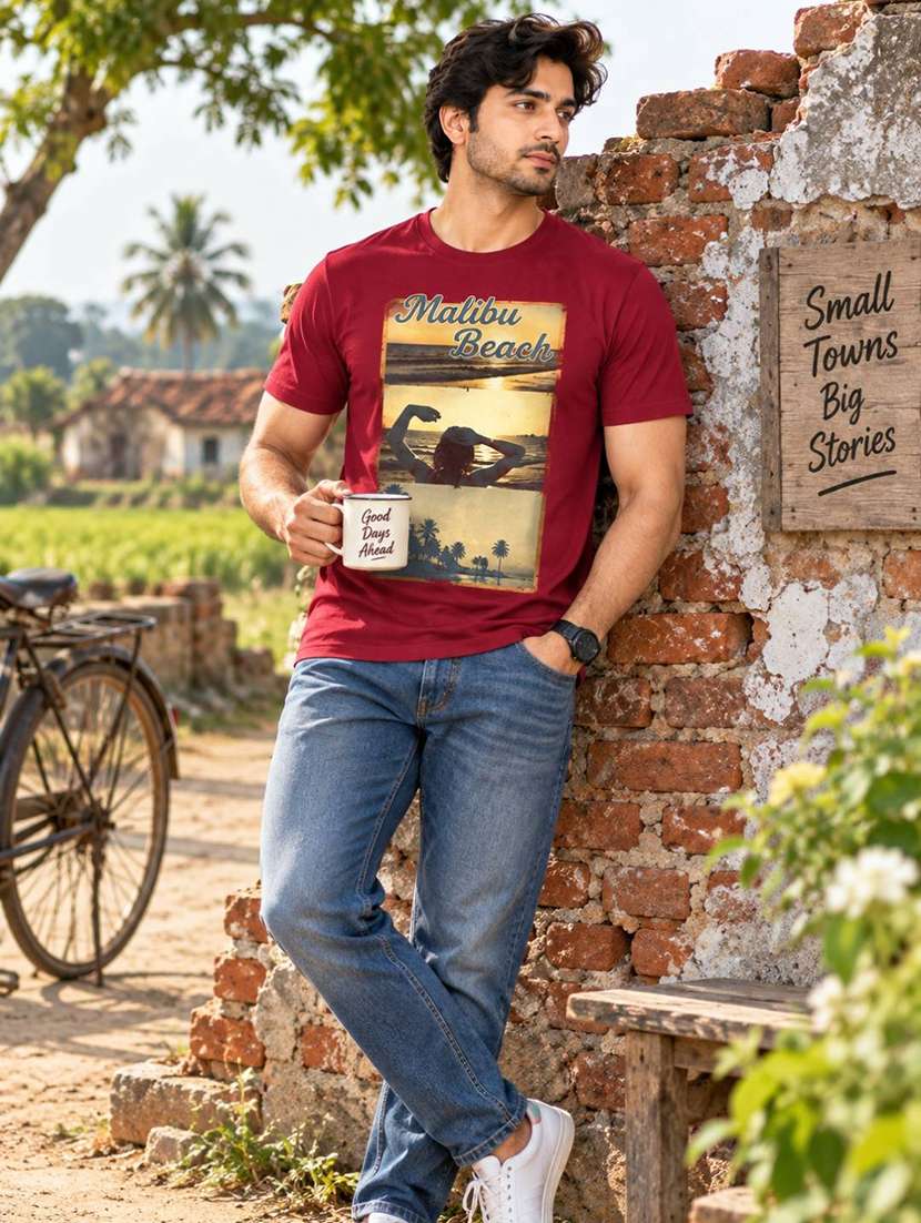 Men Printed Short Sleeve Regular Fit T-shirt - 22746726 -  Standard Image - 5