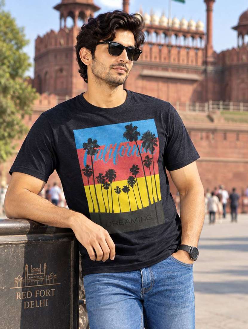 Men Printed Short Sleeve Regular Fit T-shirt - 22746730 -  Standard Image - 5