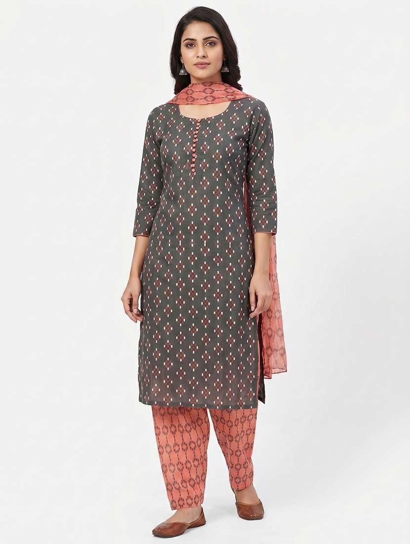 women printed unstitched suit set