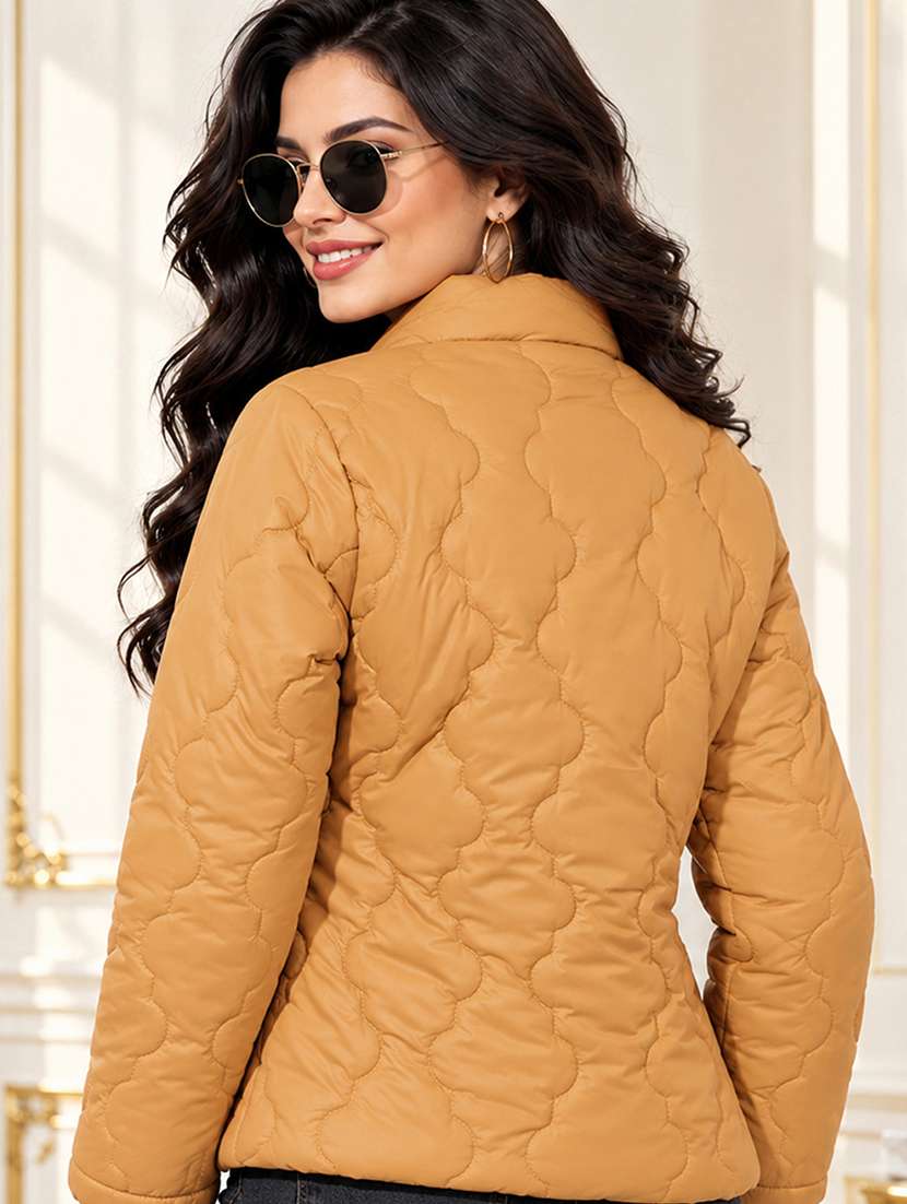 Women Solid Long Sleeves Hooded Quilted Jacket - 22748734 -  Standard Image - 3