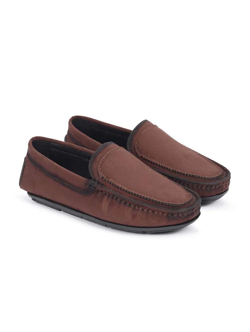 men maroon slip on loafer