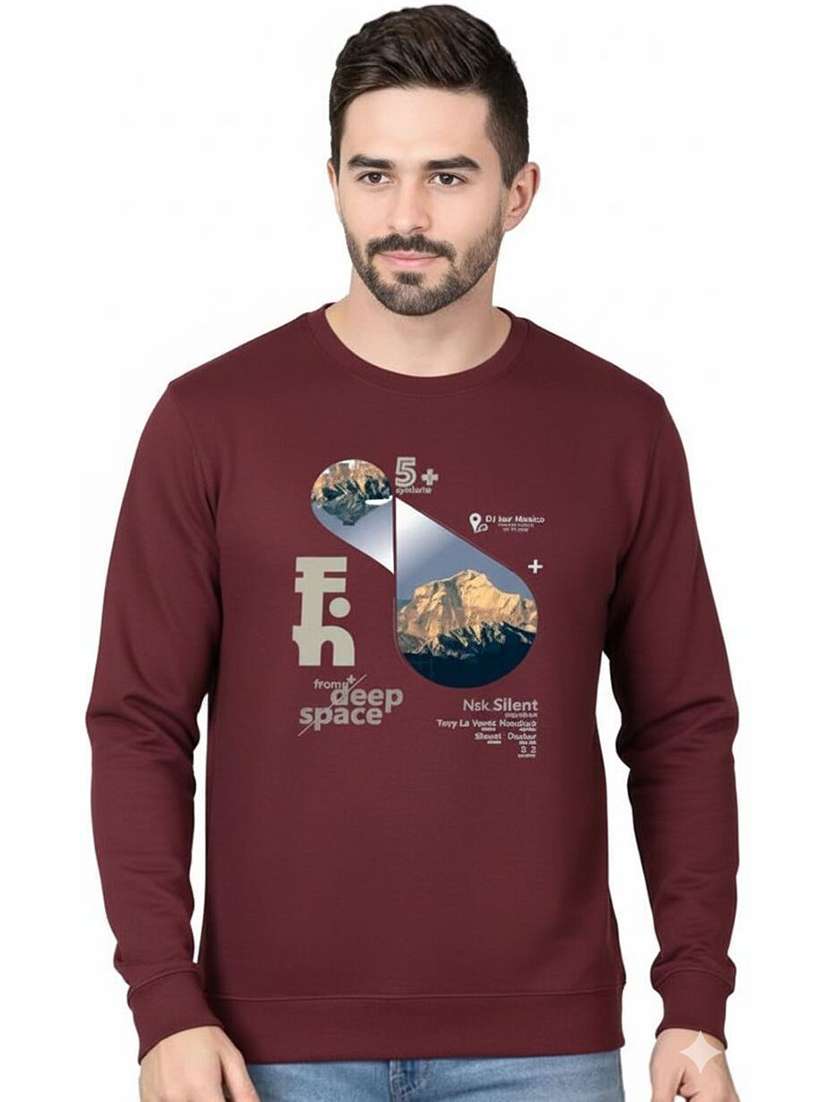 men printed long sleeve regular fit sweatshirt