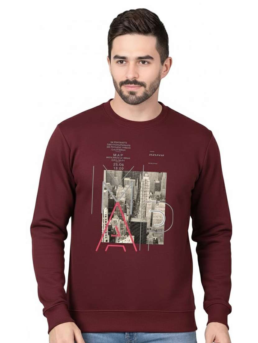 men printed long sleeve regular fit sweatshirt