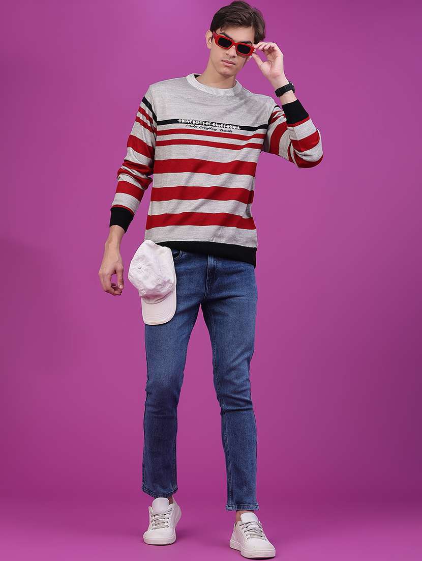 Men Striped Long Sleeve Regular Fit Pullover - 22753820 -  Standard Image - 5