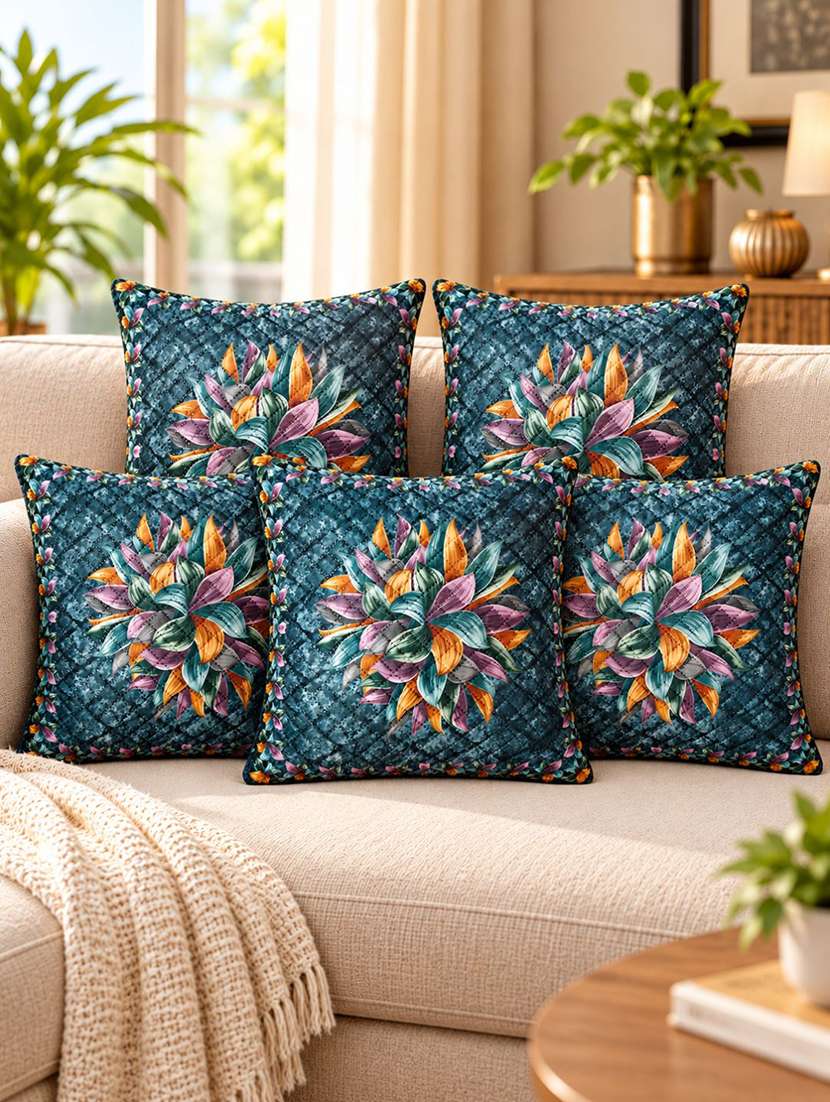 pracwal set of 3 premium navy blue velvet cushion covers 40x40 cm