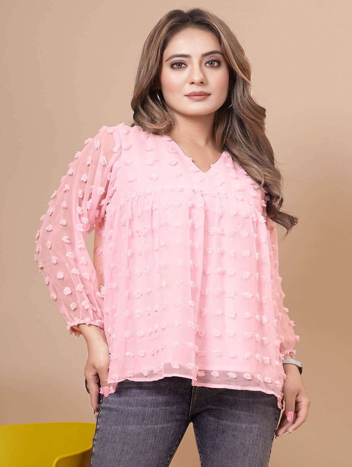 women self design long sleeves regular top
