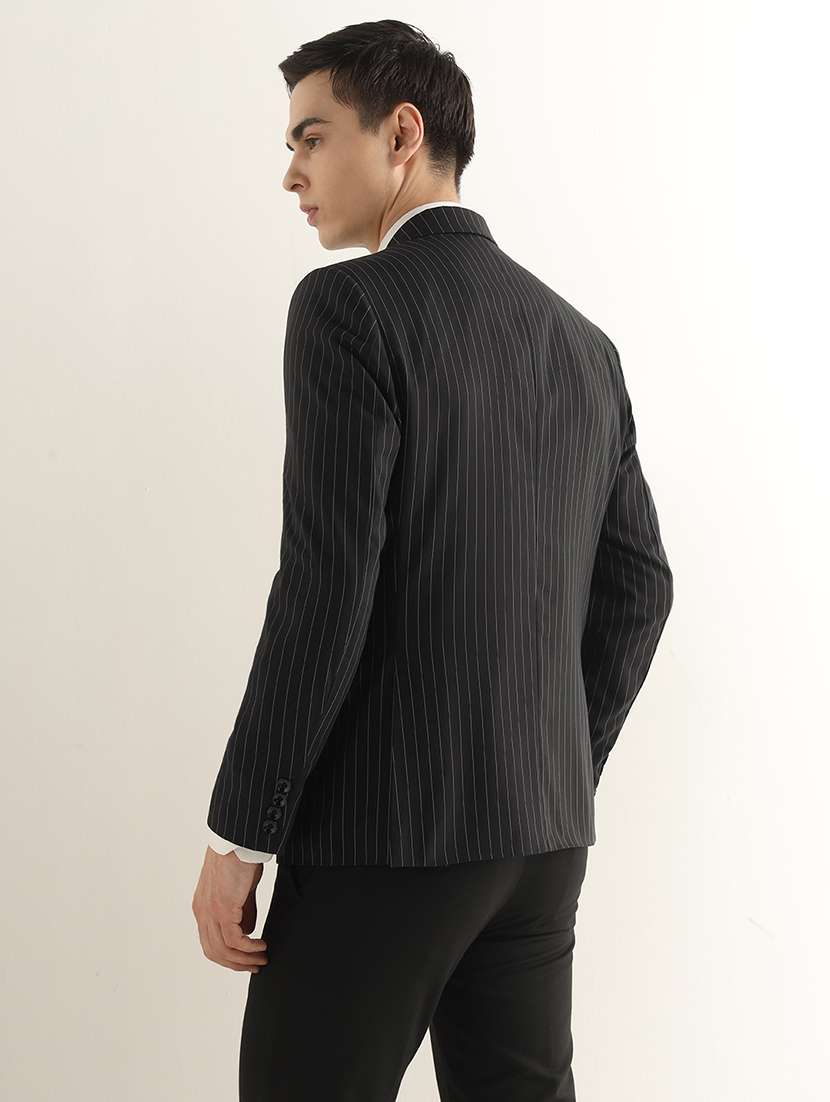 Men Striped Lapel Collar Single Breasted Formal Blazer - 22755528 -  Standard Image - 3
