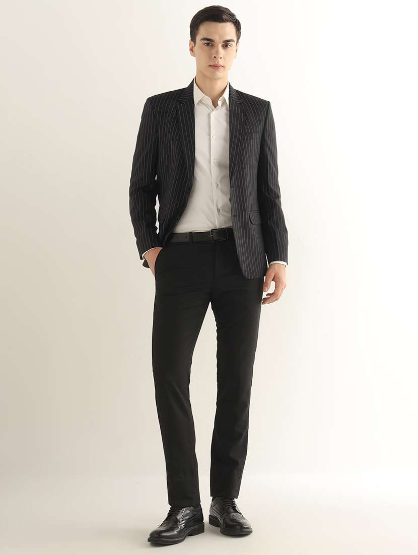 Men Striped Lapel Collar Single Breasted Formal Blazer - 22755528 -  Standard Image - 5
