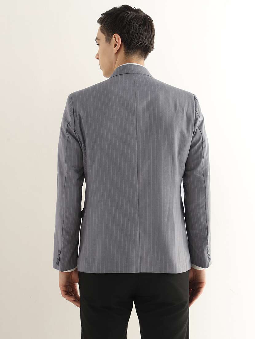 Men Striped Lapel Collar Single Breasted Formal Blazer - 22755529 -  Standard Image - 3