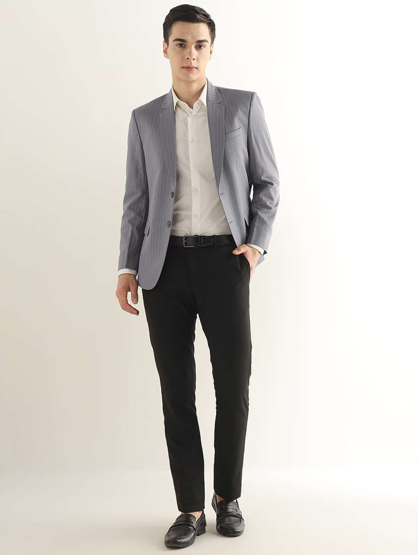 Men Striped Lapel Collar Single Breasted Formal Blazer - 22755529 -  Standard Image - 5