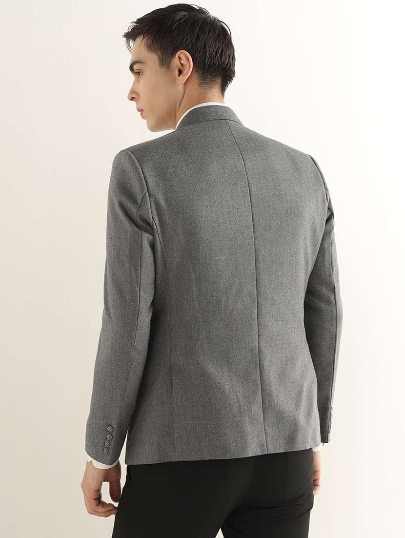 Men Solid Lapel Collar Single Breasted Formal Blazer - 22755539 -  Standard Image - 3