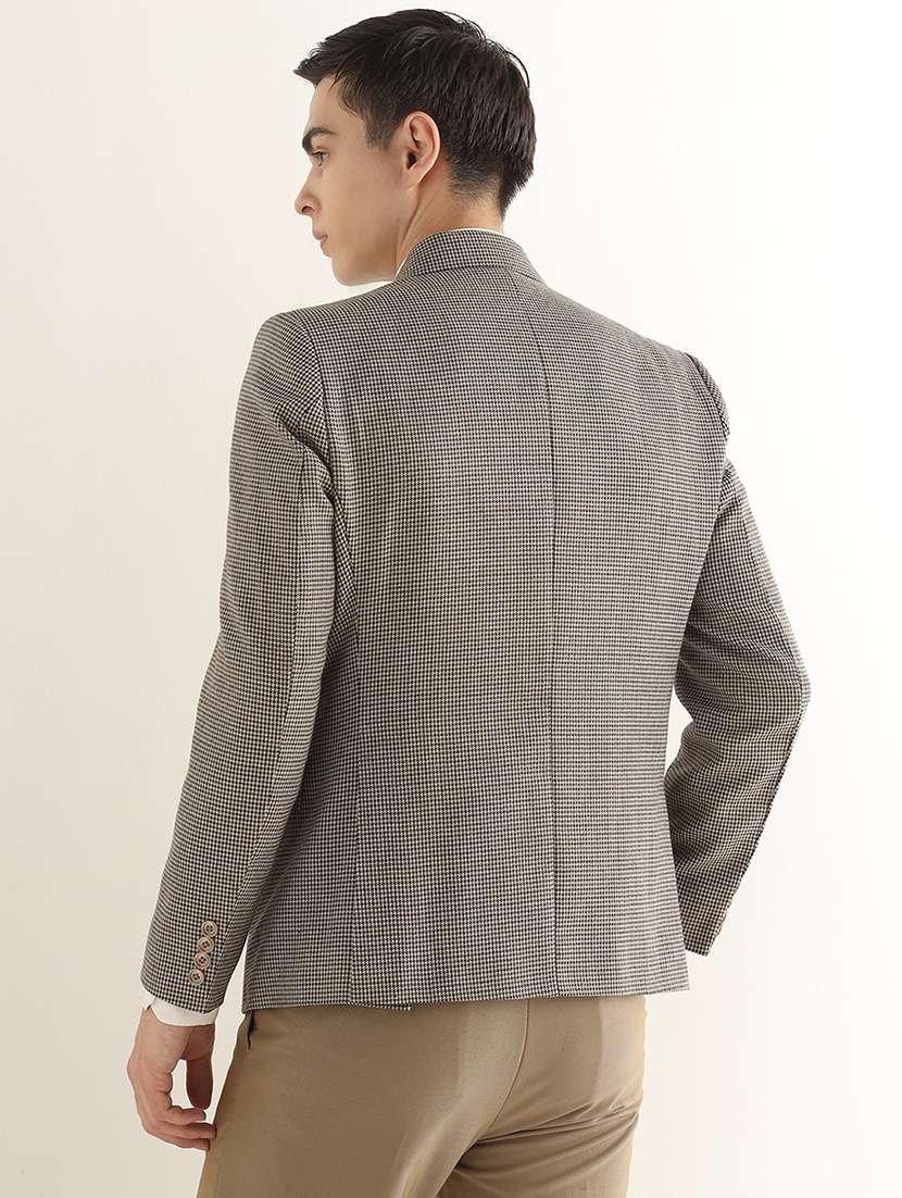 Men Checkered Lapel Collar Single Breasted Formal Blazer - 22755540 -  Standard Image - 3