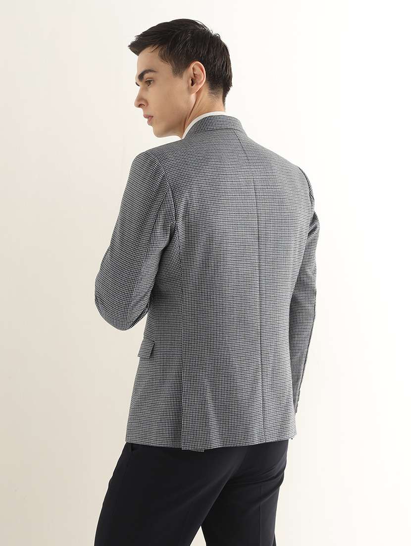 Men Checkered Lapel Collar Single Breasted Formal Blazer - 22755541 -  Standard Image - 3