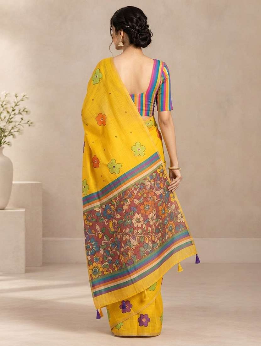 Women Printed Casual Wear Saree With Blouse - 22755564 -  Standard Image - 3