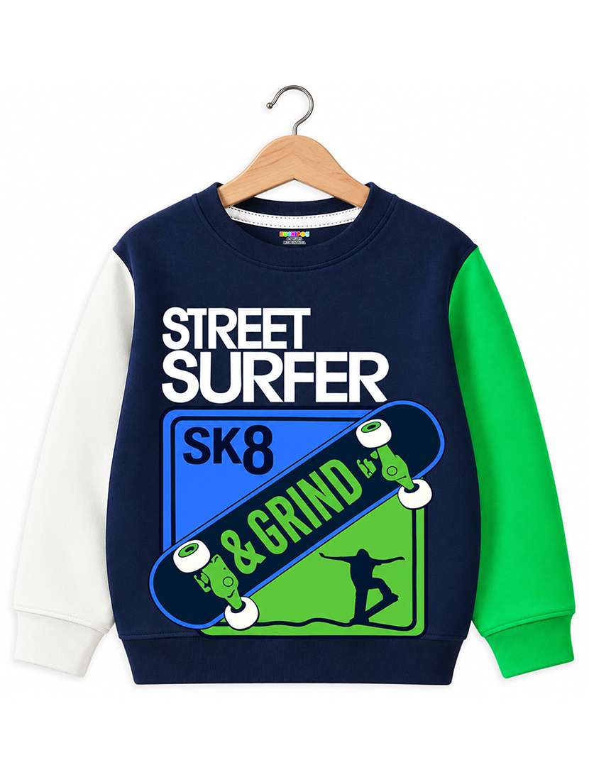 boys printed long sleeves regular fit sweatshirt