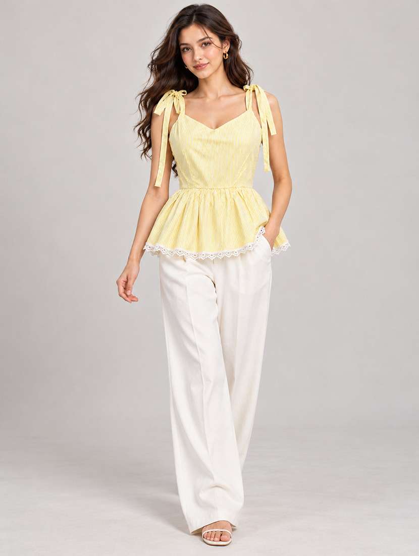 Women Striped Sleevesless Peplum Top - 22755716 -  Standard Image - 5