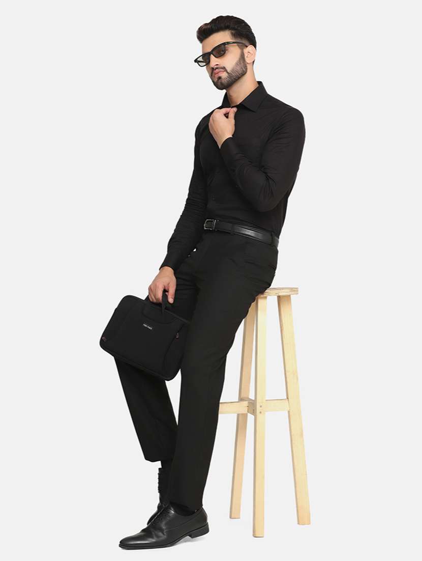 Men Solid Mid Rise Slim Fit Formal Trouser - 22755848 -  Standard Image - 5