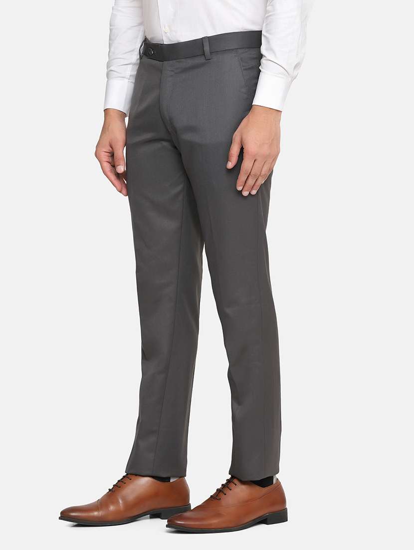 Men Solid Mid Rise Flat Front Formal Trouser - 22755851 -  Standard Image - 3