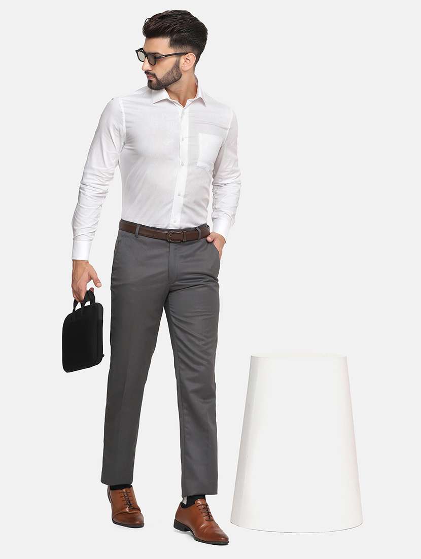 Men Solid Mid Rise Flat Front Formal Trouser - 22755851 -  Standard Image - 5