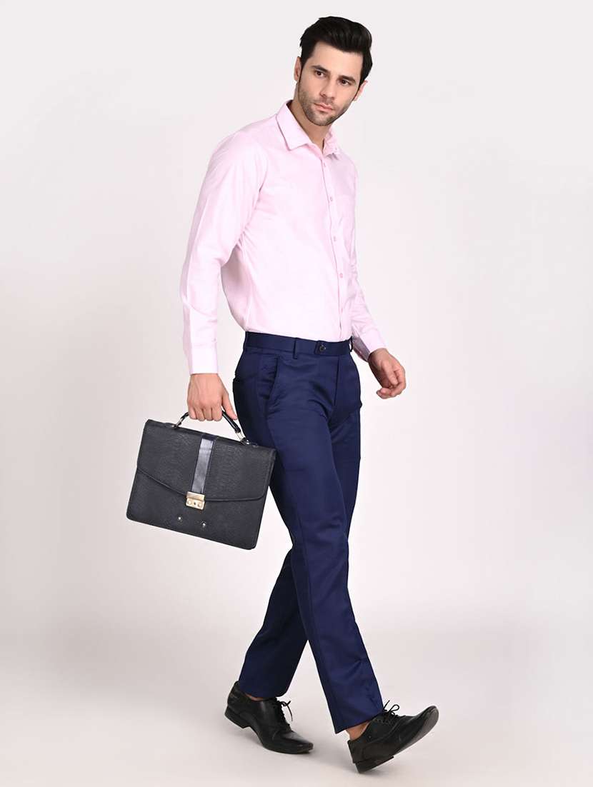 Men Solid Mid Rise Flat Front Formal Trouser - 22755854 -  Standard Image - 3