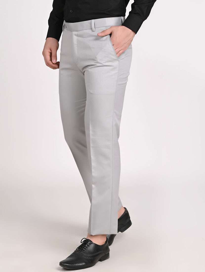 Men Solid Mid Rise Flat Front Formal Trouser - 22755859 -  Standard Image - 3
